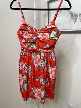 Y2K Vintage Roxy Red Multicolor Floral Smocked Sundress
